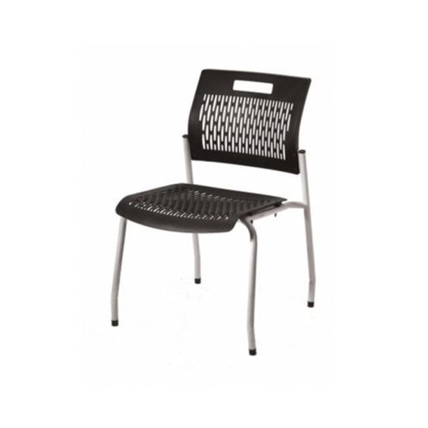 Mitylite Black Plastic Stacking Chair, Gray Sand Frame ADAPT